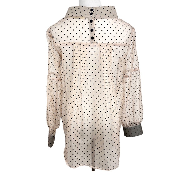 Katharine Kidd Bianca Top Semi-Sheer Chiffon Blouse Nude Tan & Black Polka Dot - Picture 16 of 16
